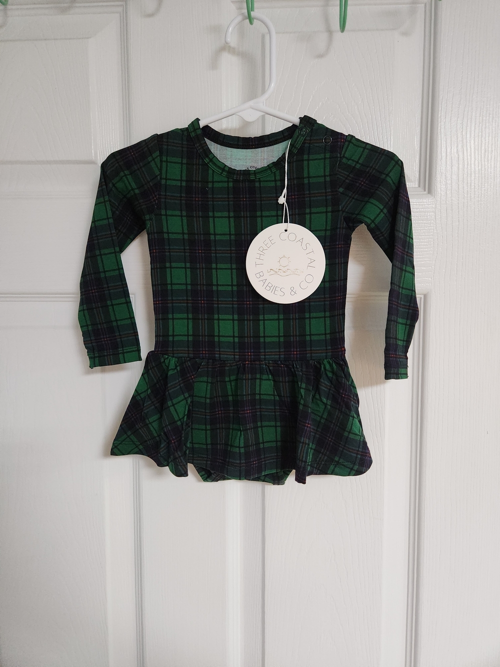 "Ralphie" Plaid Long Sleeve Bodysuit Twirl Dress -Three Coastal Babies & Co.